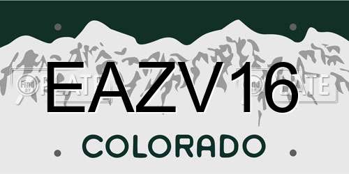 EAZV16 Colorado License Plate