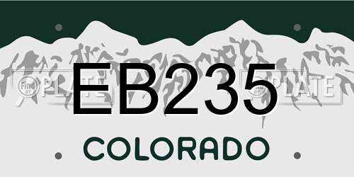 EB235 Colorado License Plate