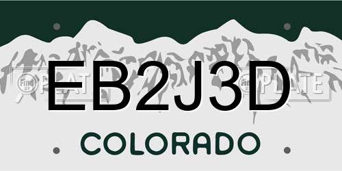 EB2J3D Colorado License Plate