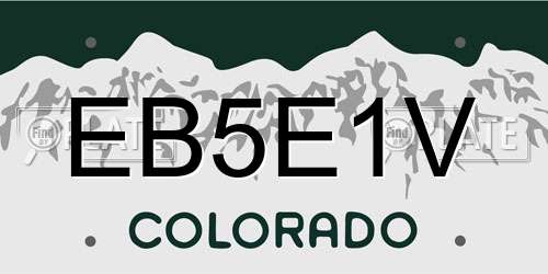 EB5E1V Colorado License Plate