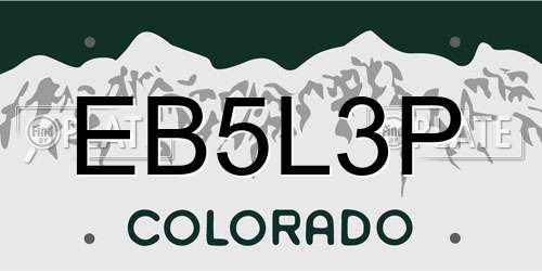 EB5L3P Colorado License Plate