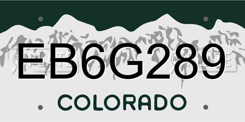 EB6G289 Colorado License Plate