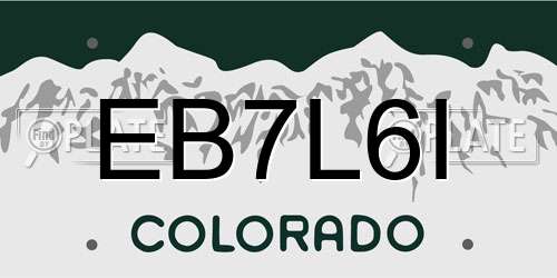 EB7L6I Colorado License Plate