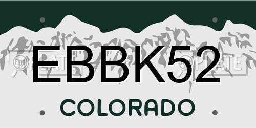 EBBK52 Colorado License Plate