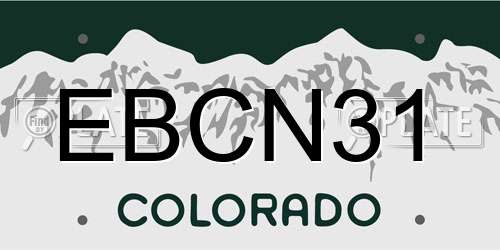 EBCN31 Colorado License Plate