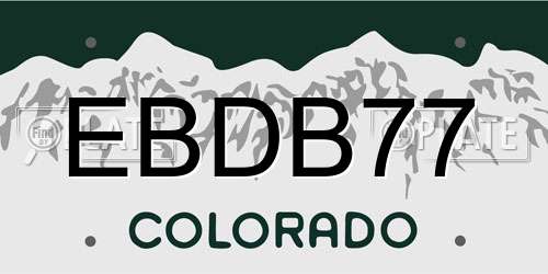 EBDB77 Colorado License Plate