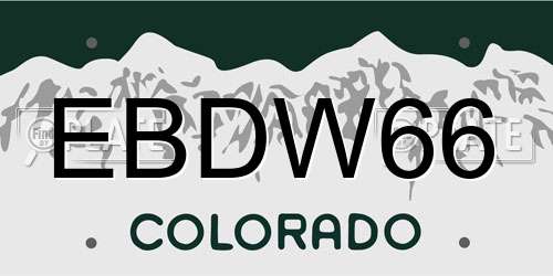 EBDW66 Colorado License Plate