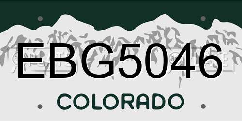 EBG5046 Colorado License Plate