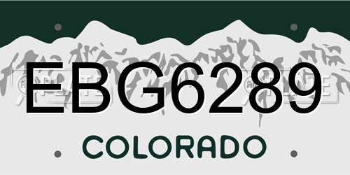 EBG6289 Colorado License Plate