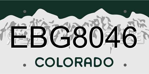 EBG8046 Colorado License Plate