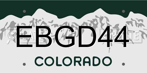 EBGD44 Colorado License Plate