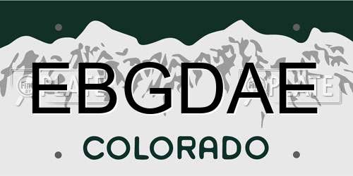 EBGDAE Colorado License Plate
