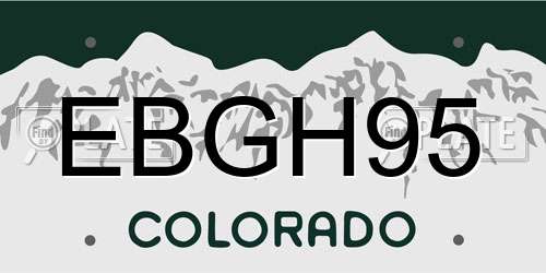 EBGH95 Colorado License Plate