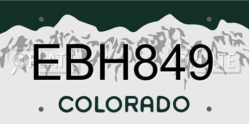 EBH849 Colorado License Plate