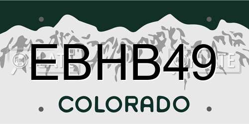 EBHB49 Colorado License Plate
