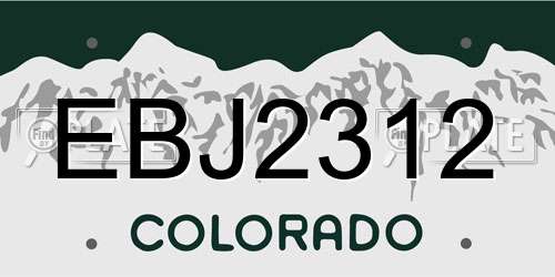EBJ2312 Colorado License Plate