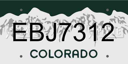 EBJ7312 Colorado License Plate