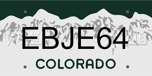 EBJE64 Colorado License Plate