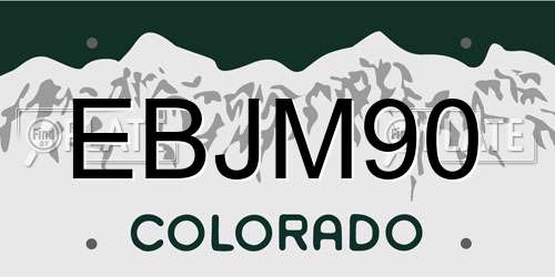EBJM90 Colorado License Plate