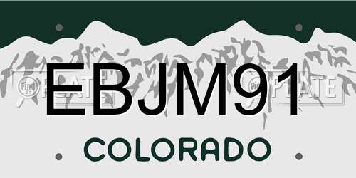 EBJM91 Colorado License Plate