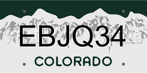 EBJQ34 Colorado License Plate