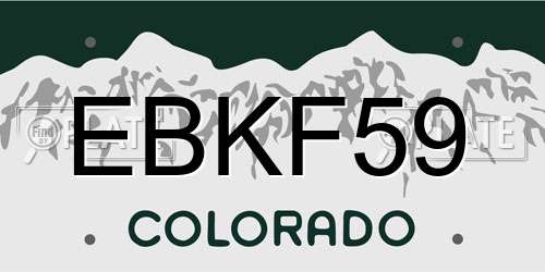 EBKF59 Colorado License Plate