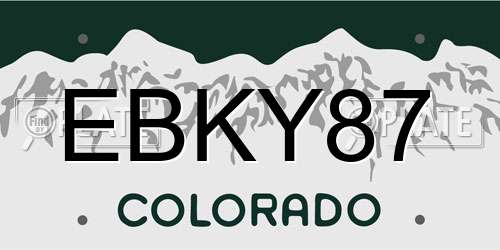 EBKY87 Colorado License Plate