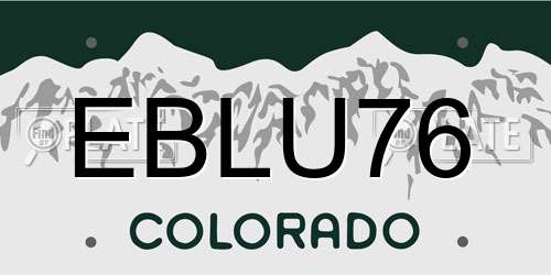 EBLU76 Colorado License Plate