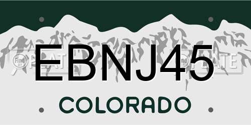 EBNJ45 Colorado License Plate