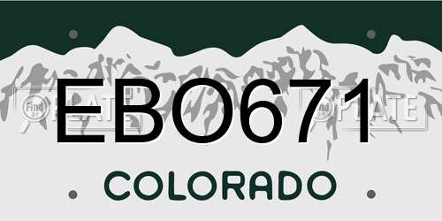 EBO671 Colorado License Plate