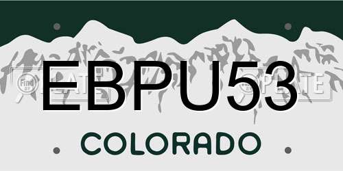 EBPU53 Colorado License Plate