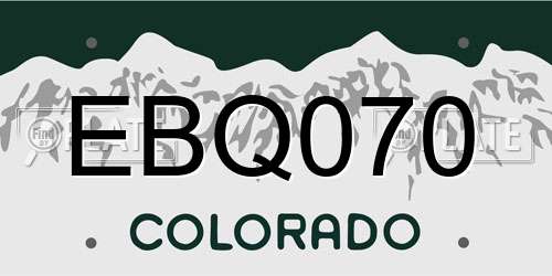 EBQ070 Colorado License Plate