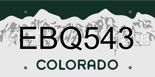 EBQ543 Colorado License Plate