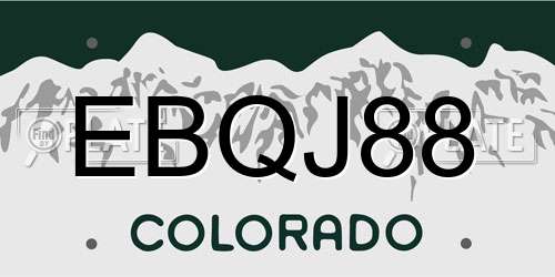 EBQJ88 Colorado License Plate