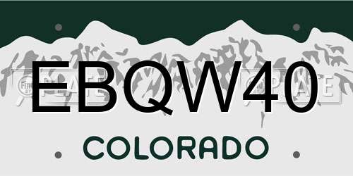 EBQW40 Colorado License Plate