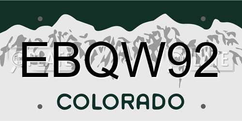 EBQW92 Colorado License Plate