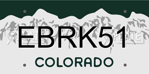 EBRK51 Colorado License Plate