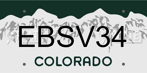 EBSV34 Colorado License Plate