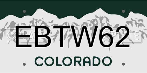 EBTW62 Colorado License Plate