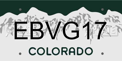 EBVG17 Colorado License Plate