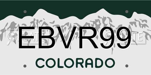 EBVR99 Colorado License Plate