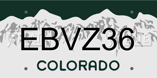 EBVZ36 Colorado License Plate