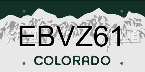EBVZ61 Colorado License Plate