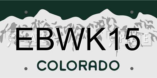 EBWK15 Colorado License Plate