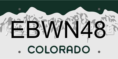 EBWN48 Colorado License Plate