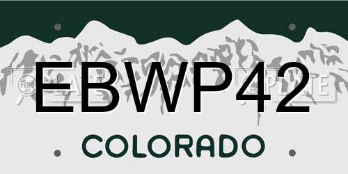 EBWP42 Colorado License Plate
