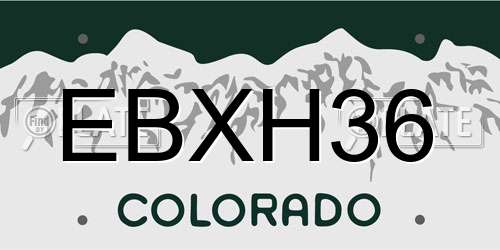 EBXH36 Colorado License Plate