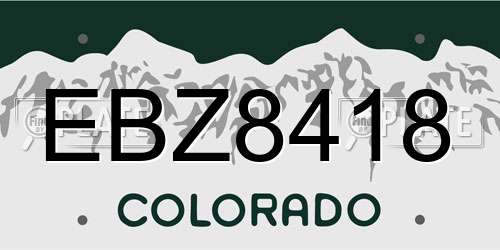 EBZ8418 Colorado License Plate