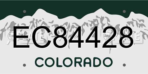 EC84428 Colorado License Plate