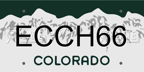 ECCH66 Colorado License Plate
